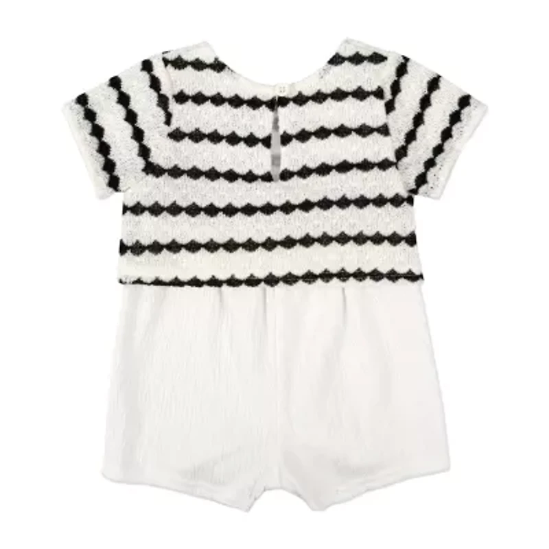 Baby Essentials Girls Short Sleeve Striped 2-pc. Romper