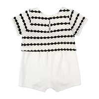 Baby Essentials Girls Short Sleeve Striped 2-pc. Romper
