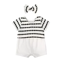 Baby Essentials Girls Short Sleeve Striped 2-pc. Romper
