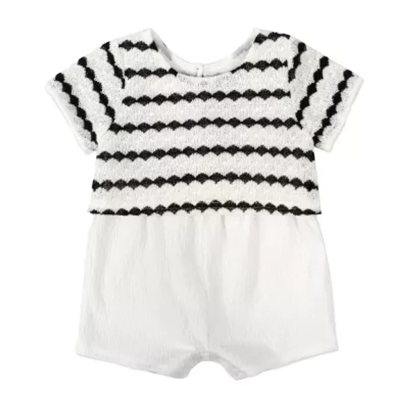 Baby Essentials Girls Short Sleeve Striped 2-pc. Romper