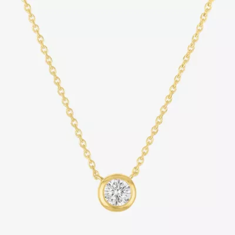 Diamond Addiction (G-H / I1-I2) Womens 1/3 CT. T.W. Lab Grown White Diamond 10K Gold Round 16 Inch Pendant Necklace