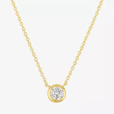 Diamond Addiction (G-H / I1-I2) Womens 1/3 CT. T.W. Lab Grown White Diamond 10K Gold Round 16 Inch Pendant Necklace