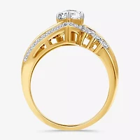 (G, Si1-Si2) Womens 2 CT. T.W. Lab Grown White Diamond 10K Gold Marquise Side Stone Cocktail Ring