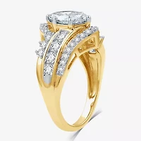(G, Si1-Si2) Womens 2 CT. T.W. Lab Grown White Diamond 10K Gold Marquise Side Stone Cocktail Ring