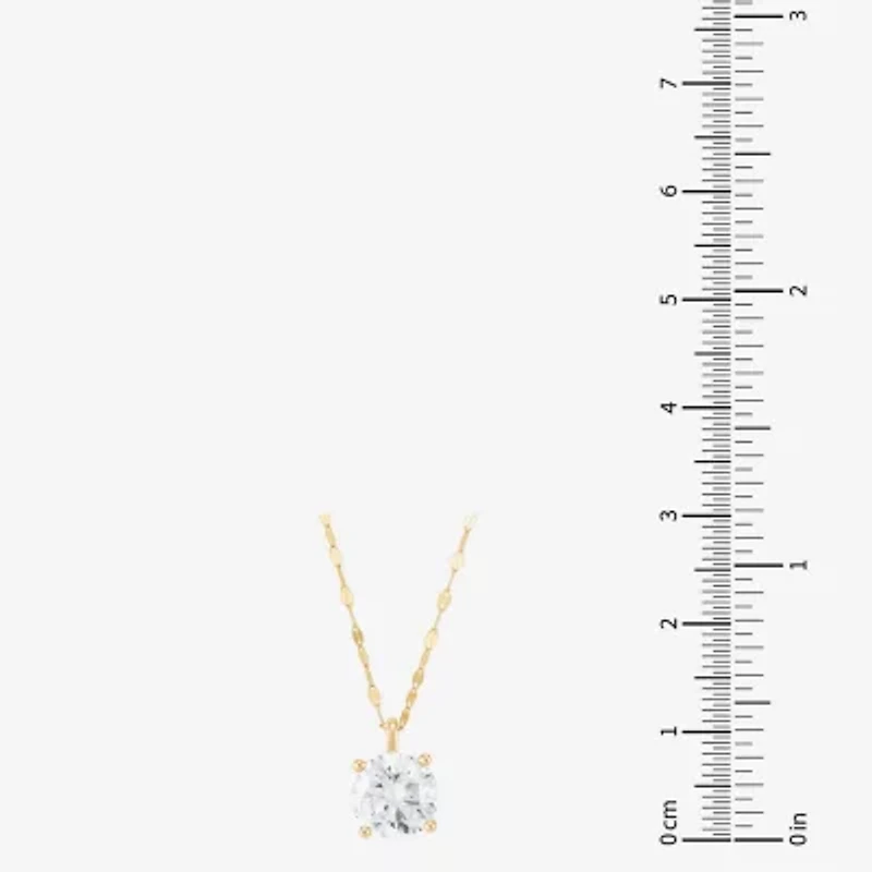 (H-I / Si1-Si2) Womens 2 CT. Lab Grown White Diamond 14K Gold Round 18 Inch Pendant Necklace