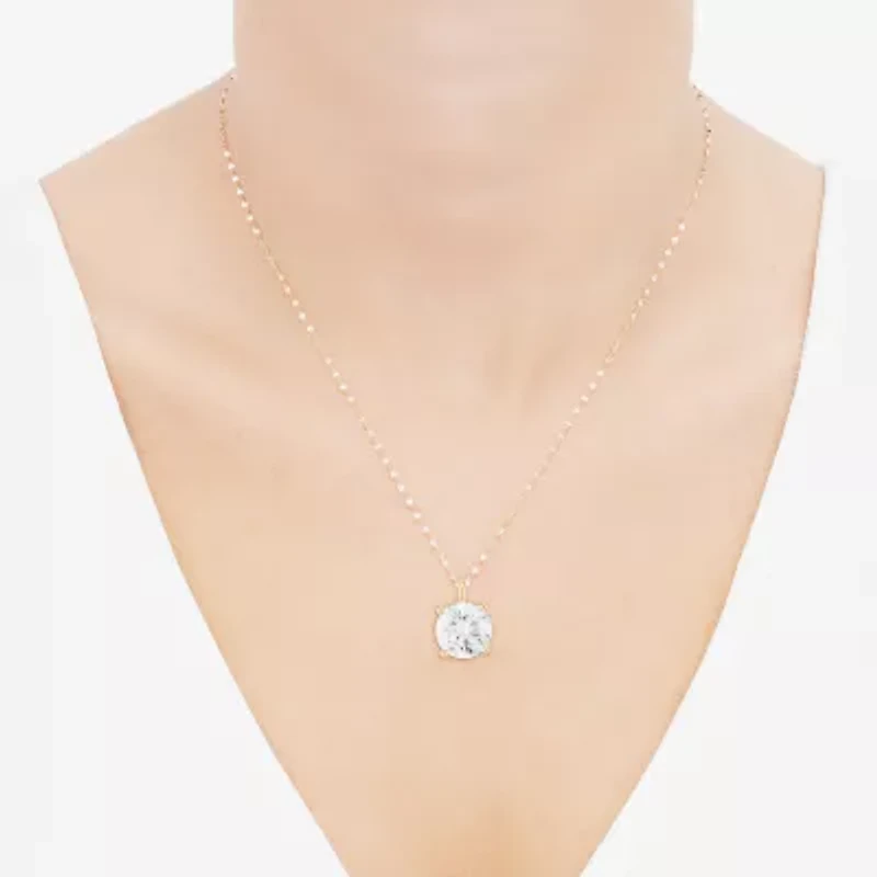 (H-I / Si1-Si2) Womens 2 CT. Lab Grown White Diamond 14K Gold Round 18 Inch Pendant Necklace