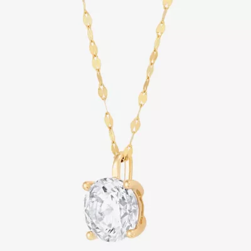 (H-I / Si1-Si2) Womens 2 CT. Lab Grown White Diamond 14K Gold Round 18 Inch Pendant Necklace