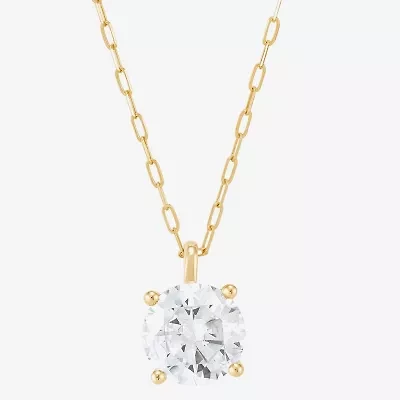 (H-I / Si1-Si2) Womens 2 CT. Lab Grown White Diamond 14K Gold Paperclip Round 18 Inch Pendant Necklace