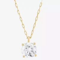 (H-I / Si1-Si2) Womens 2 CT. Lab Grown White Diamond 14K Gold Paperclip Round 18 Inch Pendant Necklace