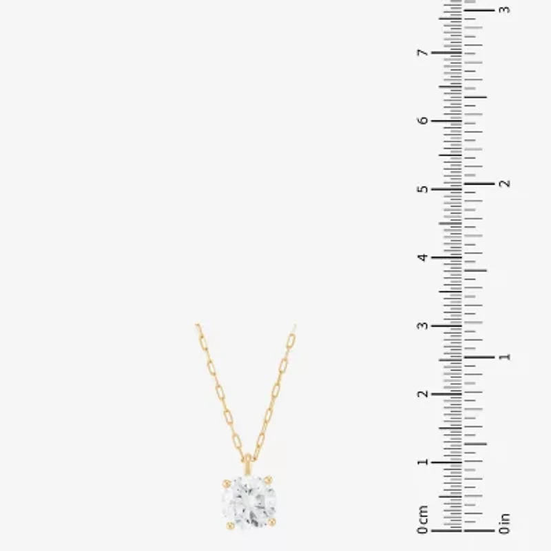 (H-I / Si1-Si2) Womens 2 CT. Lab Grown White Diamond 14K Gold Paperclip Round 18 Inch Pendant Necklace