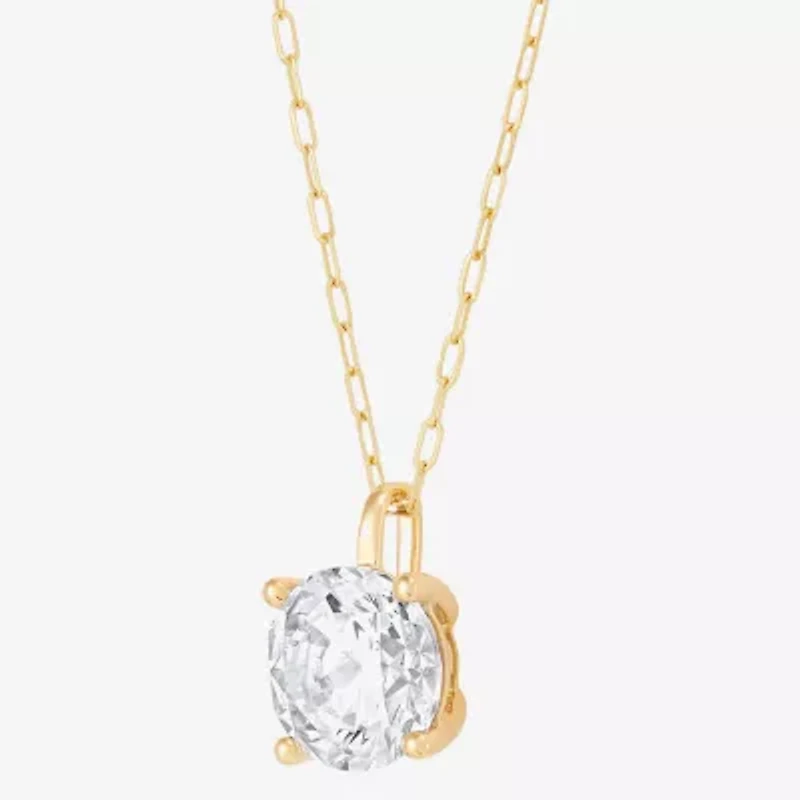 (H-I / Si1-Si2) Womens 2 CT. Lab Grown White Diamond 14K Gold Paperclip Round 18 Inch Pendant Necklace