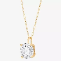 (H-I / Si1-Si2) Womens 2 CT. Lab Grown White Diamond 14K Gold Paperclip Round 18 Inch Pendant Necklace