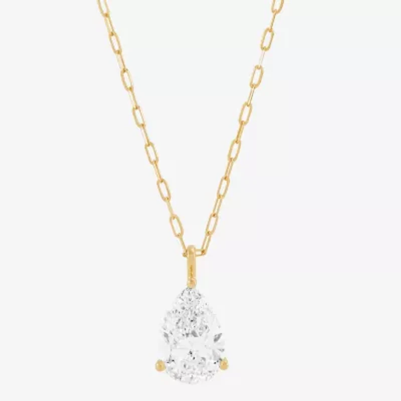 H-I / Si1-Si2) Womens 2 CT. Lab Grown White Diamond 14K Gold Pear 18 Inch Pendant Necklace