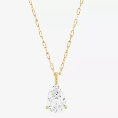 H-I / Si1-Si2) Womens 2 CT. Lab Grown White Diamond 14K Gold Pear 18 Inch Pendant Necklace