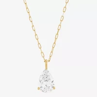 H-I / Si1-Si2) Womens 2 CT. Lab Grown White Diamond 14K Gold Pear 18 Inch Pendant Necklace
