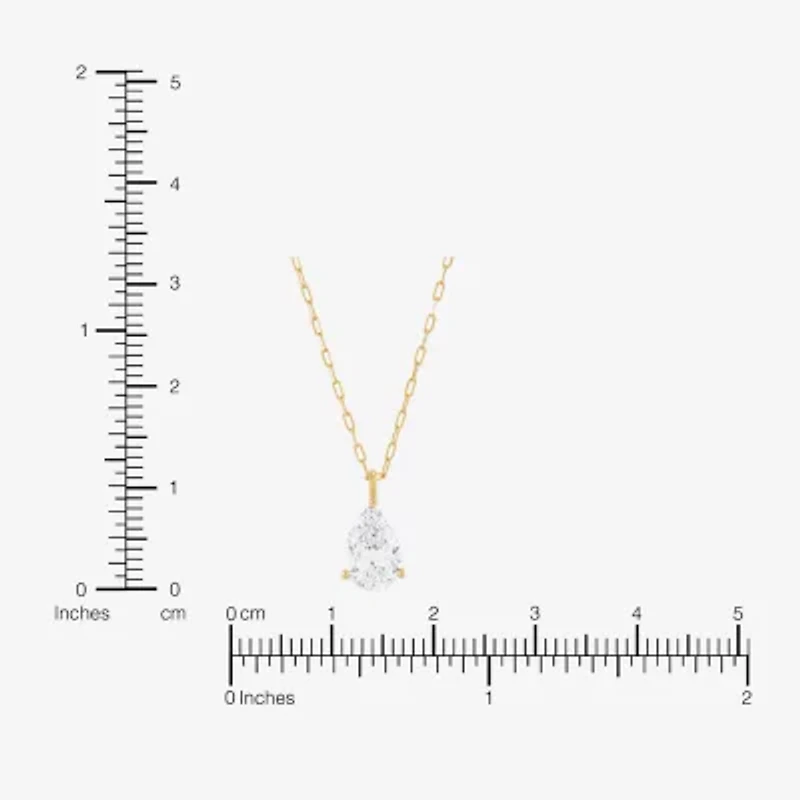 H-I / Si1-Si2) Womens 2 CT. Lab Grown White Diamond 14K Gold Pear 18 Inch Pendant Necklace