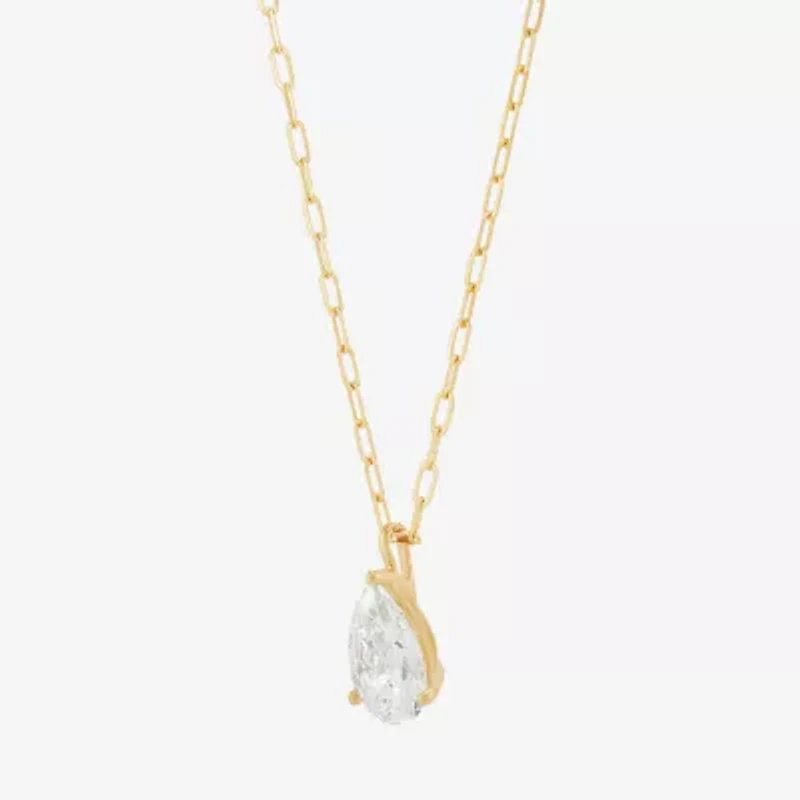 H-I / Si1-Si2) Womens 2 CT. Lab Grown White Diamond 14K Gold Pear 18 Inch Pendant Necklace
