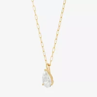 H-I / Si1-Si2) Womens 2 CT. Lab Grown White Diamond 14K Gold Pear 18 Inch Pendant Necklace