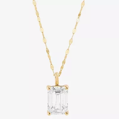 (H-I / Si1-Si2) Womens 2 CT. Lab Grown White Diamond 14K Gold 18 Inch Pendant Necklace