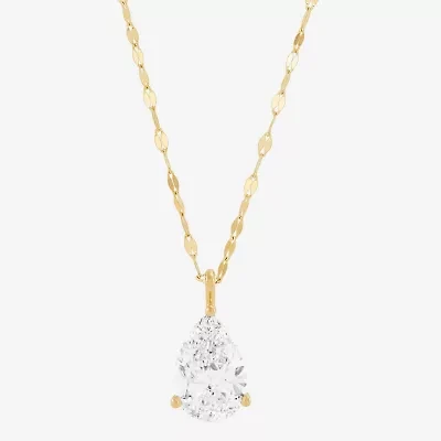 (H-I / Si1-Si2) Womens 2 CT. Lab Grown White Diamond 14K Gold Pear 18 Inch Pendant Necklace
