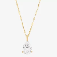 (H-I / Si1-Si2) Womens 2 CT. Lab Grown White Diamond 14K Gold Pear 18 Inch Pendant Necklace
