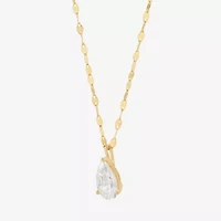 (H-I / Si1-Si2) Womens 2 CT. Lab Grown White Diamond 14K Gold Pear 18 Inch Pendant Necklace