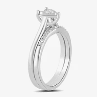 (H / I1-I2) Womens 1/4 CT. T.W. Lab Grown White Diamond Sterling Silver Heart Halo Bridal Set