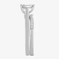 (H / I1-I2) Womens 1/4 CT. T.W. Lab Grown White Diamond Sterling Silver Heart Halo Bridal Set