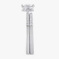 (H / I1-I2) Womens 5/8 CT. T.W. Lab Grown White Diamond Sterling Silver Oval Side Stone Bridal Set