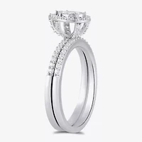 (H / I1-I2) Womens 5/8 CT. T.W. Lab Grown White Diamond Sterling Silver Pear Side Stone Bridal Set