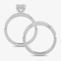 (H / I1-I2) Womens 1/4 CT. T.W. Lab Grown White Diamond Sterling Silver Halo Bridal Set