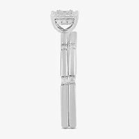 (H / I1-I2) Womens 1/4 CT. T.W. Lab Grown White Diamond Sterling Silver Halo Bridal Set