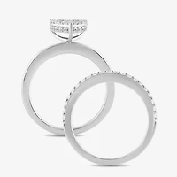 (H / I1-I2) Womens 1/2 CT. T.W. Lab Grown White Diamond Sterling Silver Heart Halo Bridal Set