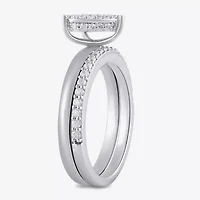 (H / I1-I2) Womens 1/2 CT. T.W. Lab Grown White Diamond Sterling Silver Heart Halo Bridal Set