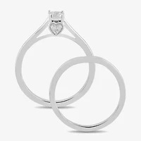 (H / I1-I2) Womens 1/10 CT. T.W. Lab Grown White Diamond Sterling Silver Round Halo Bridal Set