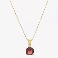 Womens 1/10 CT. T.W. Genuine Red Garnet 14K Gold Over Silver Cushion 18 Inch Pendant Necklace