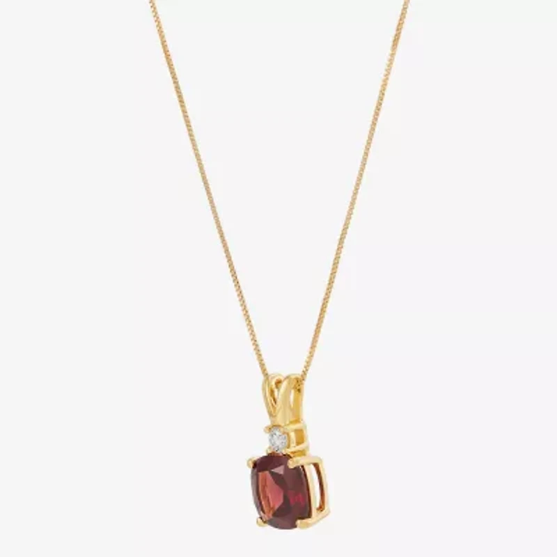 Womens 1/10 CT. T.W. Genuine Red Garnet 14K Gold Over Silver Cushion 18 Inch Pendant Necklace
