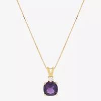 Womens 1/10 CT. T.W. Genuine Purple Amethyst 14K Gold Over Silver Cushion 18 Inch Pendant Necklace