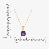 Womens 1/10 CT. T.W. Genuine Purple Amethyst 14K Gold Over Silver Cushion 18 Inch Pendant Necklace