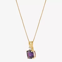 Womens 1/10 CT. T.W. Genuine Purple Amethyst 14K Gold Over Silver Cushion 18 Inch Pendant Necklace