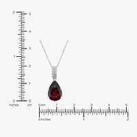 Womens Genuine Red Garnet Sterling Silver Pear 18 Inch Pendant Necklace