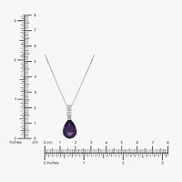 Womens Genuine Purple Amethyst Sterling Silver Pear 18 Inch Pendant Necklace