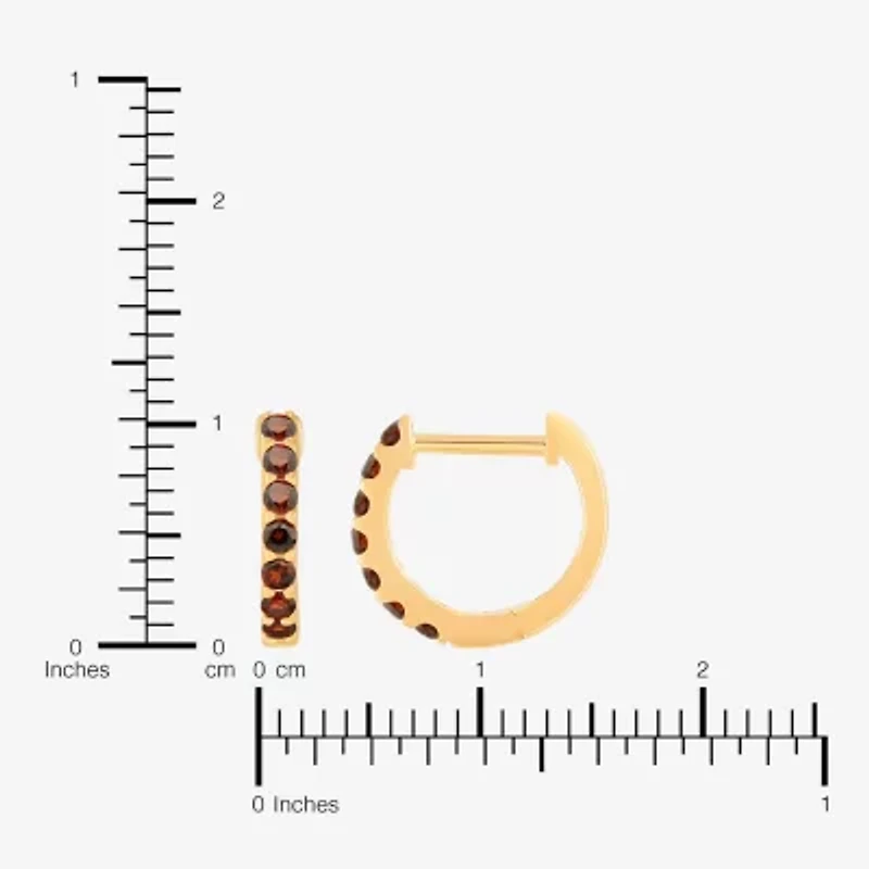 Womens Genuine Red Garnet 14K Gold Over Silver 10.3mm Round Hoop Earrings
