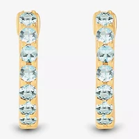 Womens Genuine Blue Aquamarine 14K Gold Over Silver 10.3mm Round Hoop Earrings