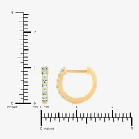 Womens Genuine Blue Aquamarine 14K Gold Over Silver 10.3mm Round Hoop Earrings