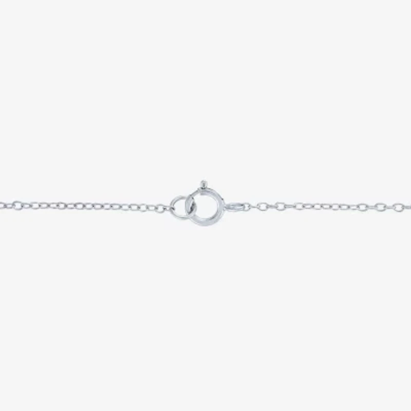 Yes Please! "Mom" Womens Lab Created White Sapphire Sterling Silver 18 Inch Pendant Necklace