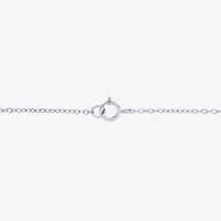 Yes Please! "Mom" Womens Lab Created White Sapphire Sterling Silver 18 Inch Pendant Necklace