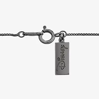 Enchanted Disney Fine Jewelry Womens 1/8 CT. T.W. Genuine Black Onyx Sterling Silver Heart 18 Inch Pendant Necklace