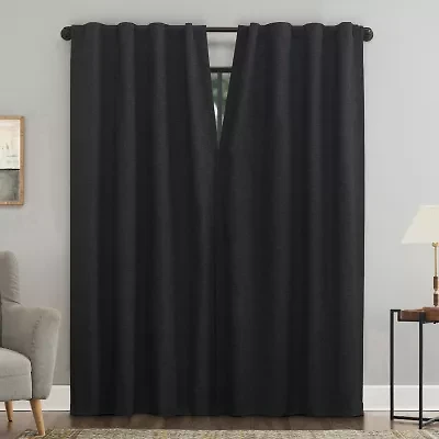 Sun Zero Treviso Back Tab Energy Saving 100% Blackout Single Curtain Panel