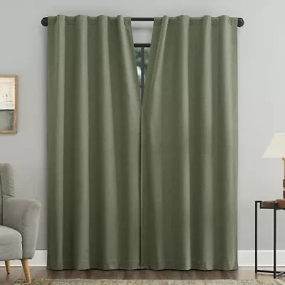 Sun Zero Treviso Back Tab Energy Saving 100% Blackout Single Curtain Panel